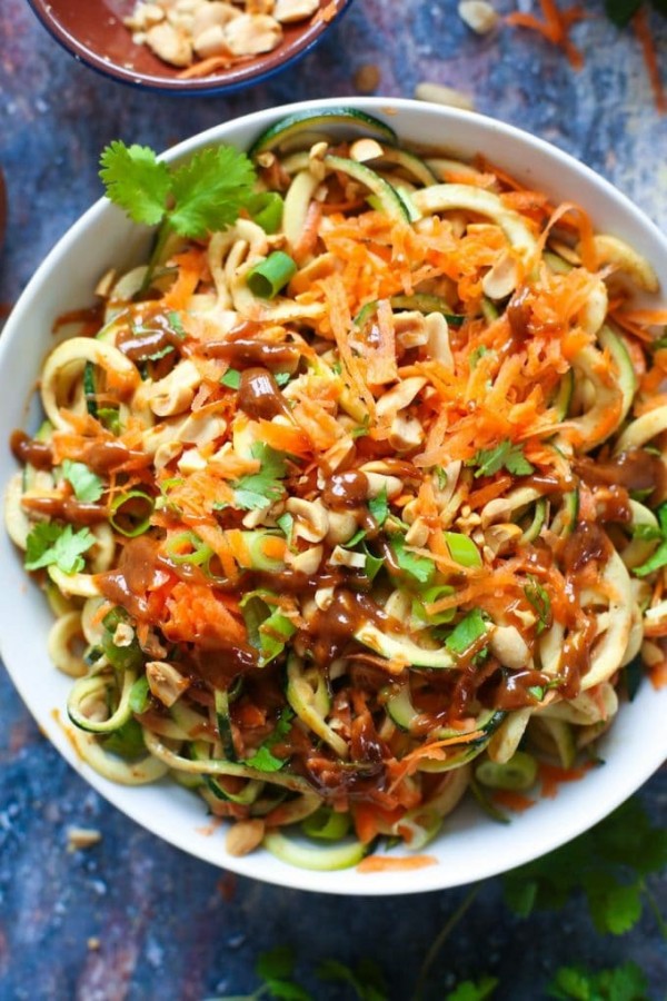 Raw Peanut Zoodle Salad A Saucy Kitchen