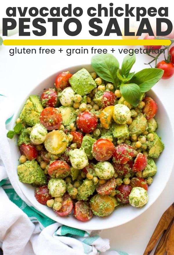 avocado chickpea pesto salad