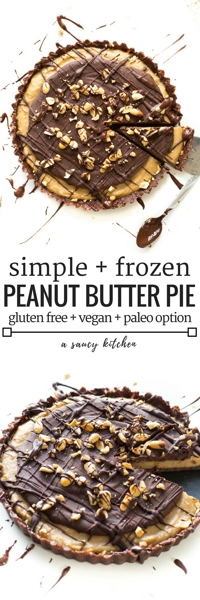 frozen gluten free + vegan peanut butter cup pie