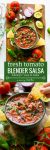 Easy 10 minute Fresh Tomato Salsa made in the blender - fresh tomatoes, cilantro, garlic, onion, jalapeño & lime blitzed together to make the perfect homemade salsa! Gluten Free + Whole30