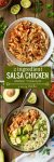 2 ingredient Salsa Chicken made in the instant pot - perfect for adding to tacos, salads and burrito bowls! | Whole30 + Gluten Free + Paleo