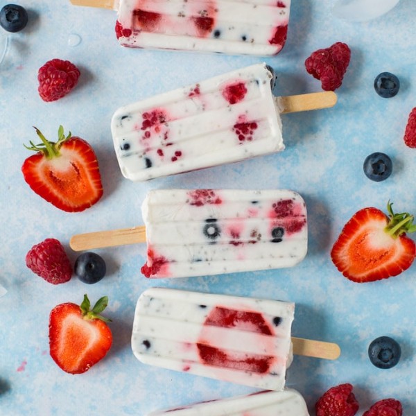 Fruity Chia Seed Coconut Popsicles