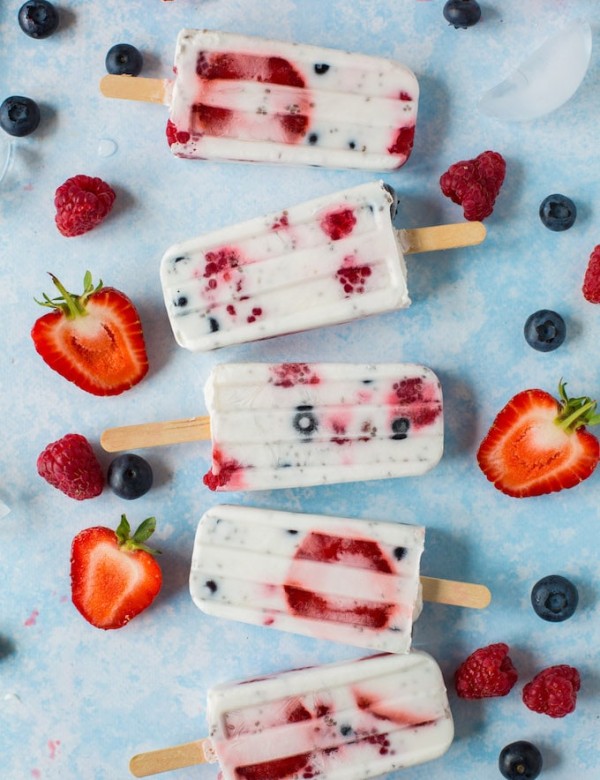 Fruity Chia Seed Coconut Popsicles