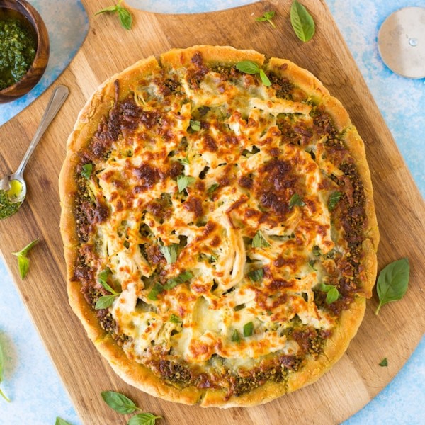 Low FODMAP Chicken Pesto Pizza