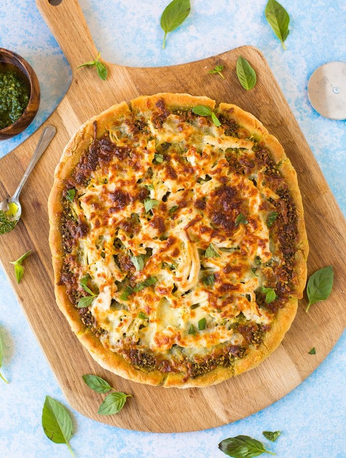 Low FODMAP Chicken Pesto Pizza