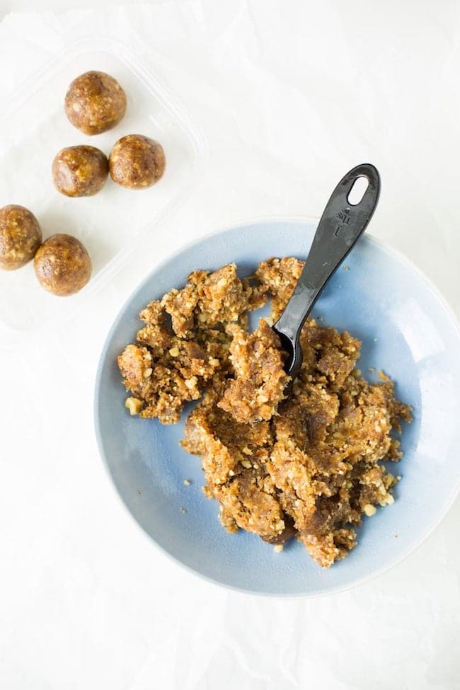 nut date ball mix in a bowl