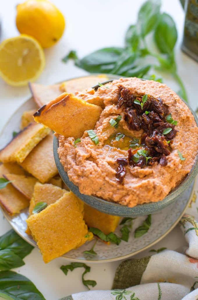 Low carb Cauliflower Pizza Dip - roasted cauliflower blended together with a few herbs & spices | Grain Free + Gluten Free + Dairy Free Option