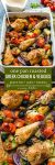 Easy One Pan Greek Chicken with Roasted Veggies - 5 minutes of prep and straight to the oven. A full meal for minimal cleanup and minimal effort! Gluten Free + Whole30