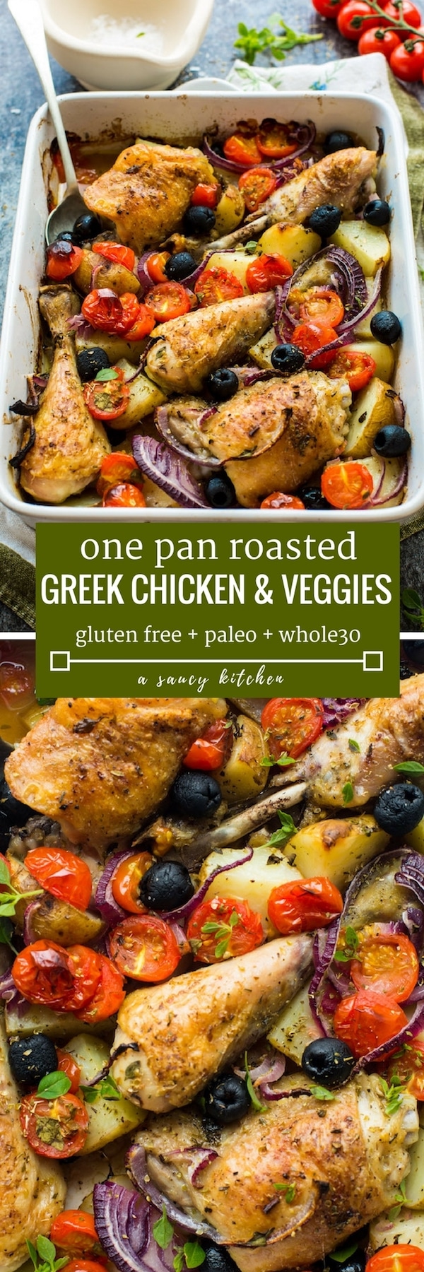 one pan greek chicken & roasted veggies