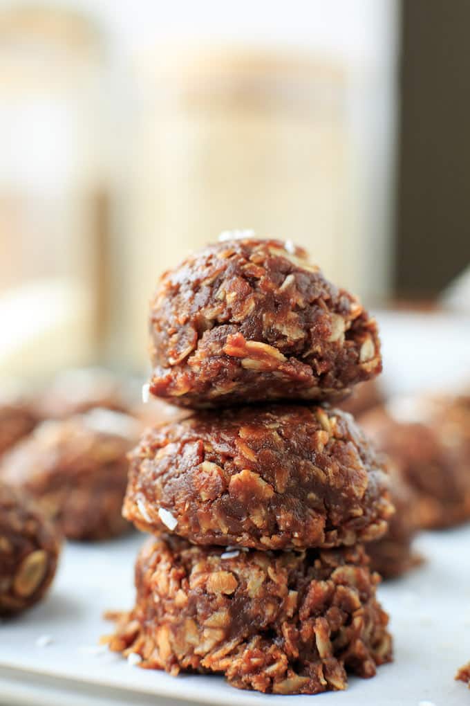 Healthy No Bake Cookies with Coconut - Naturally sweetened and easy to make with only 8 ingredients! | Gluten Free + Vegan 