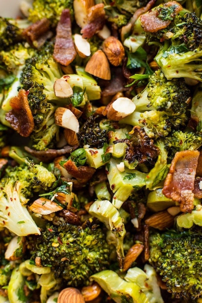 Garlic & Chili Roasted Broccoli Salad up close