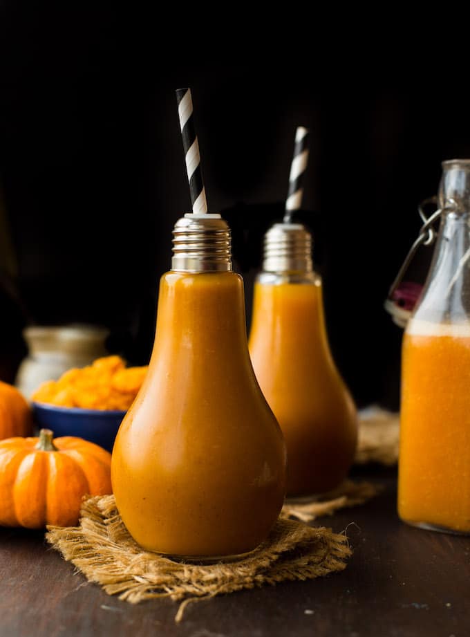 Harry Potter inspired Pumpkin Juice - made with real pumpkin, apple juice and cozy autumnal spices! | Gluten Free + Vegan + Paleo