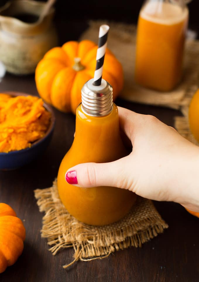 Harry Potter inspired Pumpkin Juice - made with real pumpkin, apple juice and cozy autumnal spices! | Gluten Free + Vegan + Paleo