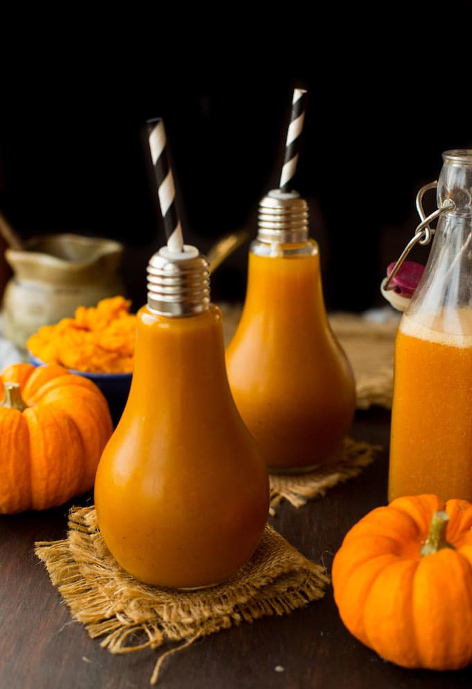 Harry Potter inspired Pumpkin Juice - made with real pumpkin, apple juice and cozy autumnal spices! | Gluten Free + Vegan + Paleo