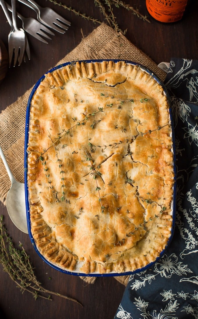  Lightened up Gluten Free Chicken Pot Pie loaded with veggies & topped with an herby crust | Dairy Free Option Available 