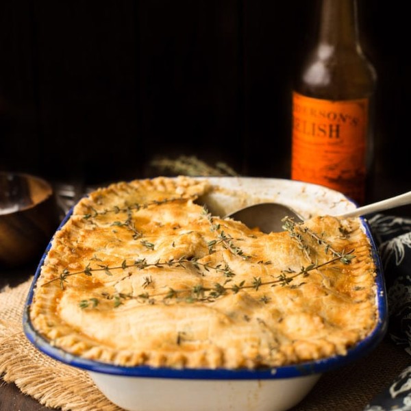 Healthier Gluten Free Chicken Pot Pie with an Herb Crust