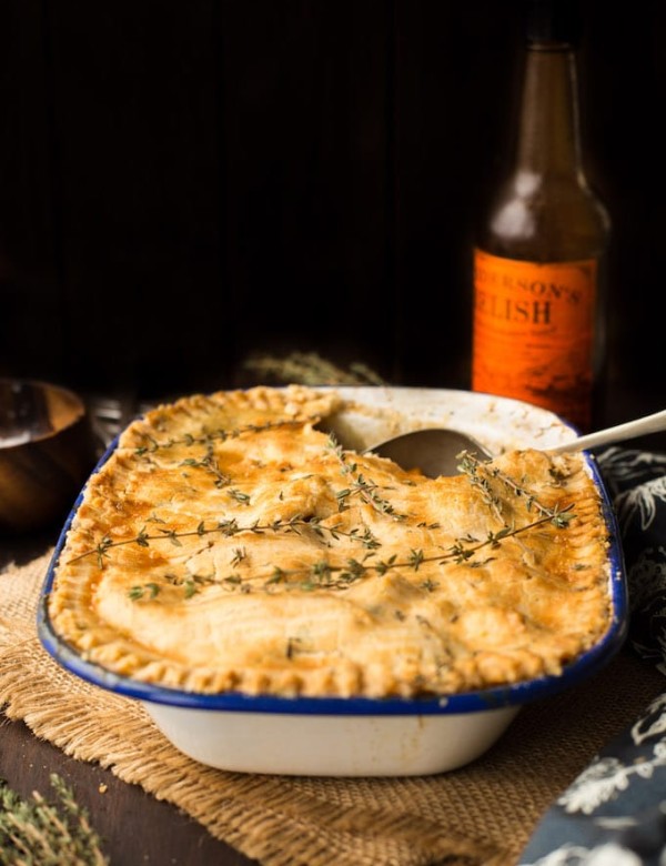 Healthier Gluten Free Chicken Pot Pie with an Herb Crust