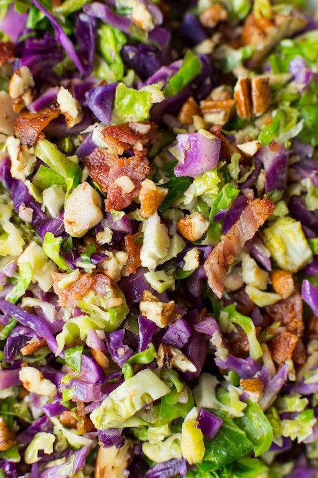 Bacon Brussels & Cabbage Salad up close