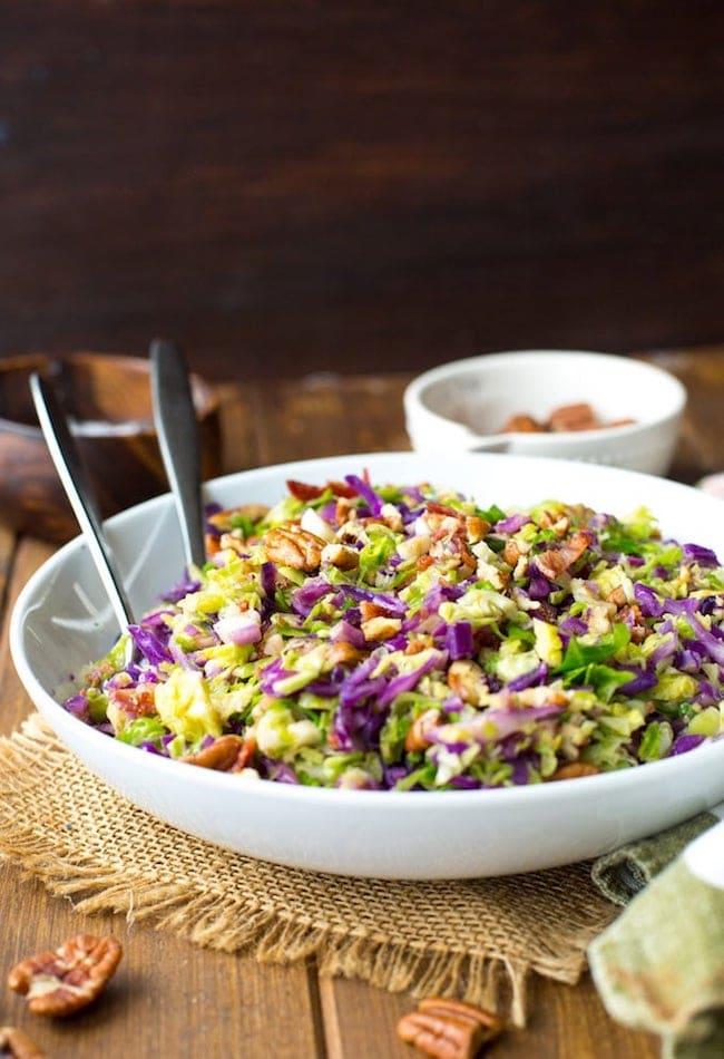 Bacon Brussels & Cabbage Salad in a salad bowl