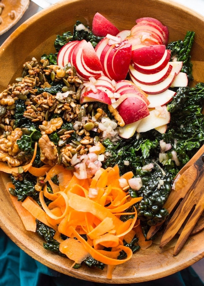 up close Crunchy kale apple salad