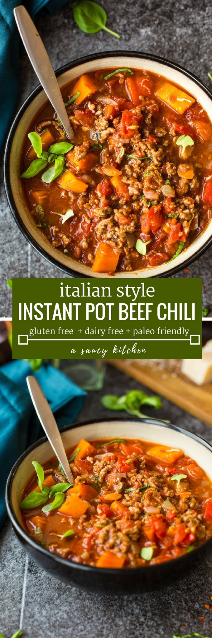Italian style instant pot beef chili (bean free)