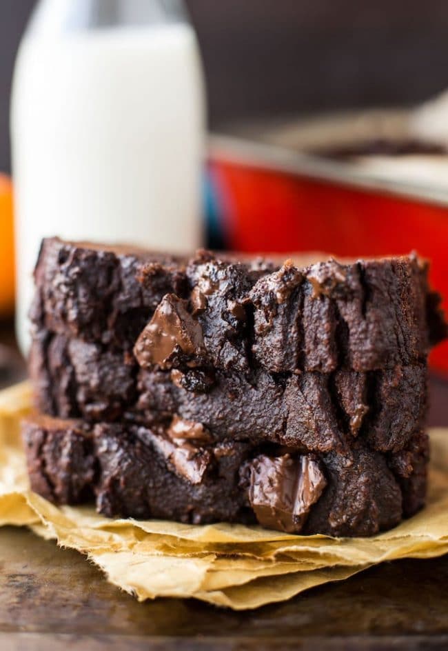 Paleo Chocolate Pumpkin Bread slices stacked