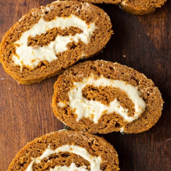 Paleo Pumpkin Roll on a chopping board