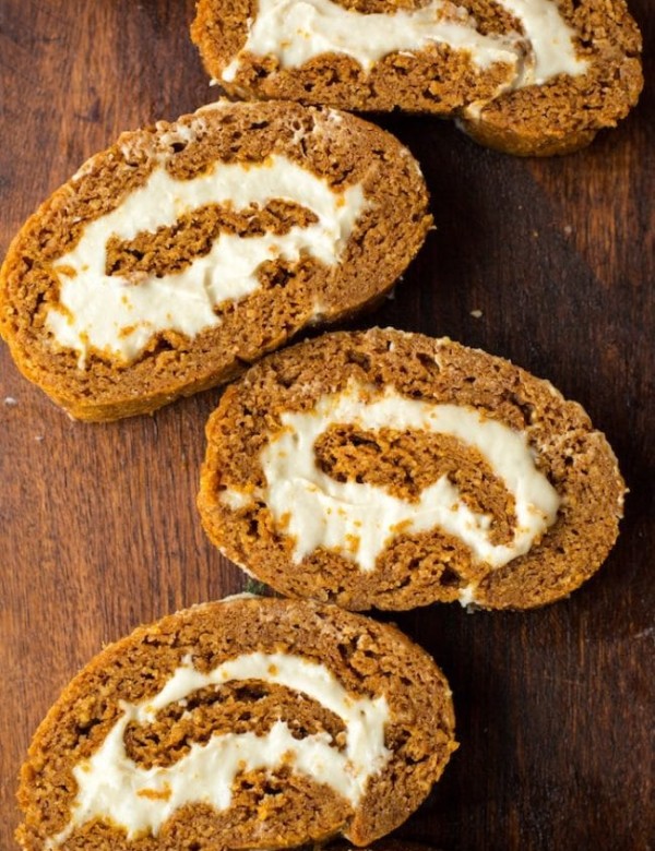 Paleo Pumpkin Roll on a chopping board