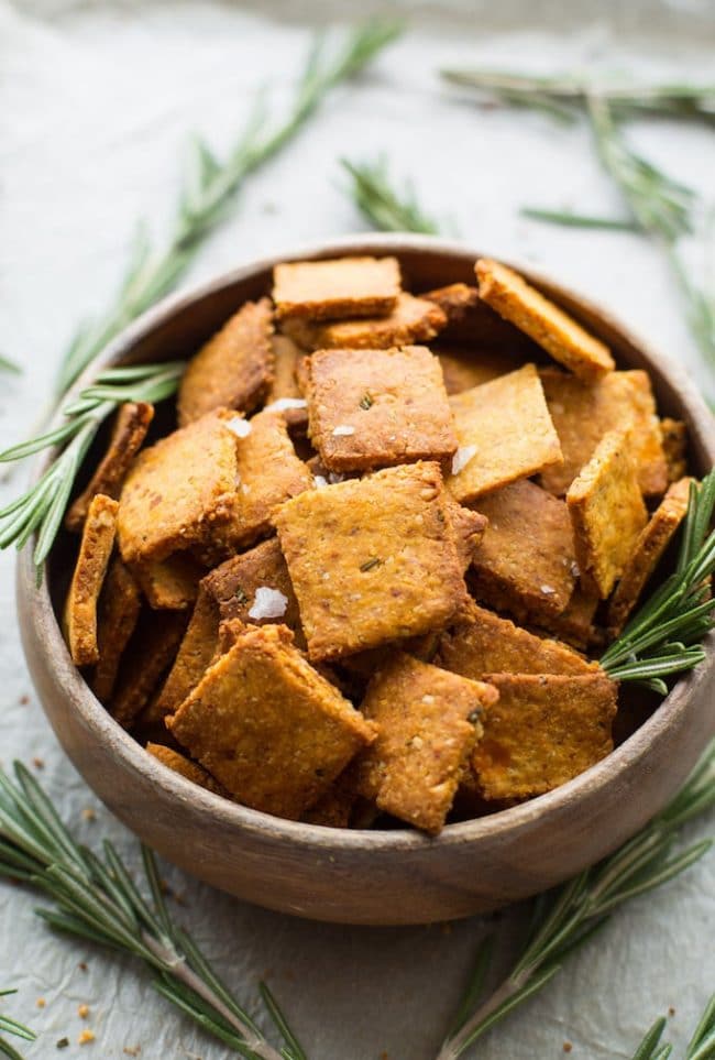 Sweet Potato Paleo Crackers in a bowl