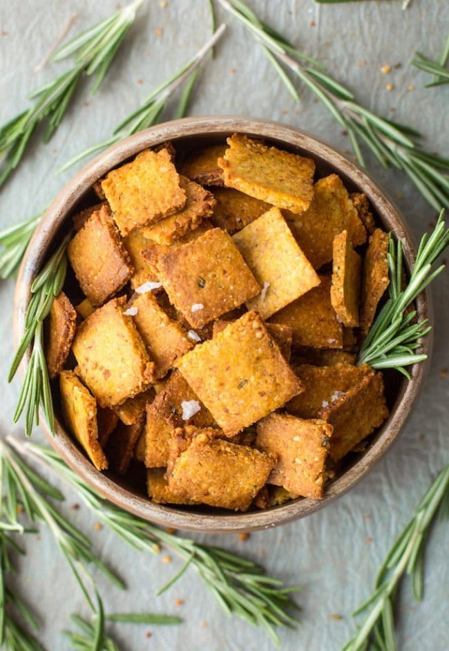  Sweet Potato Paleo Crackers in a bowl