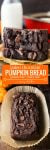 One bowl Paleo Chocolate Pumpkin Bread - a quick and easy dessert bread loaded with moist pumpkin and studded with melty chocolate chunks | Grain Free + Dairy Free + Refined Sugar Free | long pin graphic with text