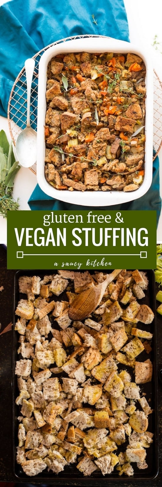 Vegan + Gluten Free Stuffing - A Saucy Kitchen