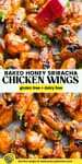 Baked Honey Sriracha Wings pinterest marketing image
