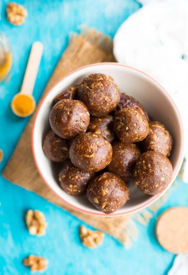 Turmeric Snack Bites in a bowl #glutenfree #vegan