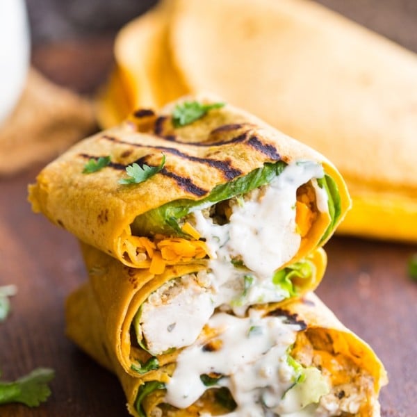 Low FODMAP Quinoa Chicken Ranch Wraps