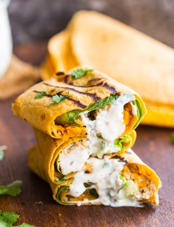 Low FODMAP Quinoa Chicken Ranch Wraps