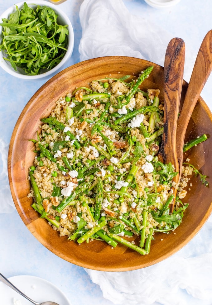 Spring Quinoa Pea & Asparagus Salad in a bowl