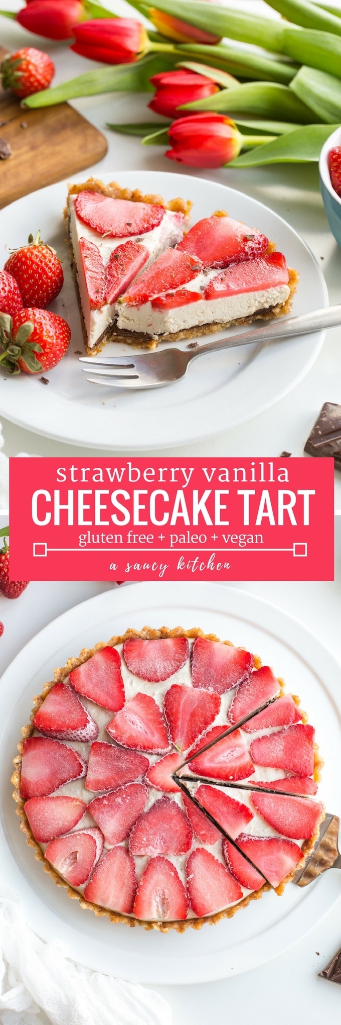 strawberry vanilla vegan cheesecake