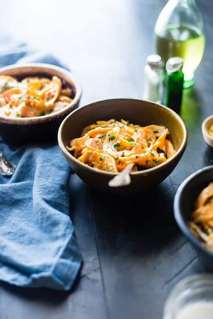 Food Faith Fitness Vegan Mac and Cheese with Butternut Squash Noodles