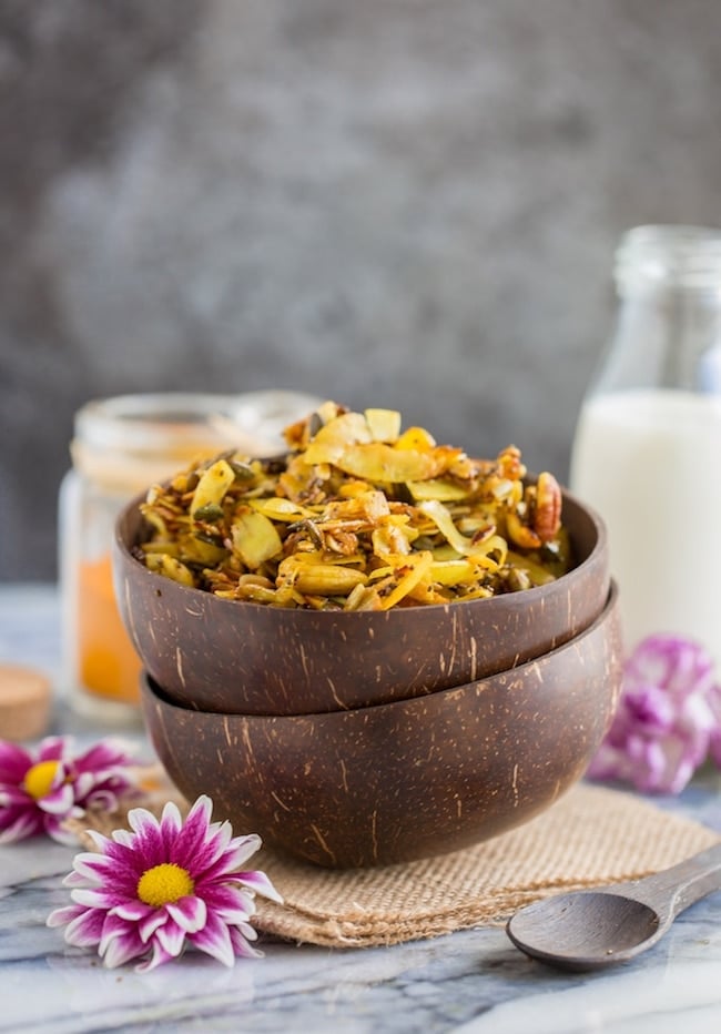 paleo granola in a couple of bowls