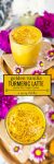 Golden Turmeric Latte pinterest image with text| #GlutenFree + #Vegan + #Paleo 