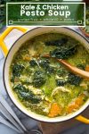 kale and chicken pesto soup with title