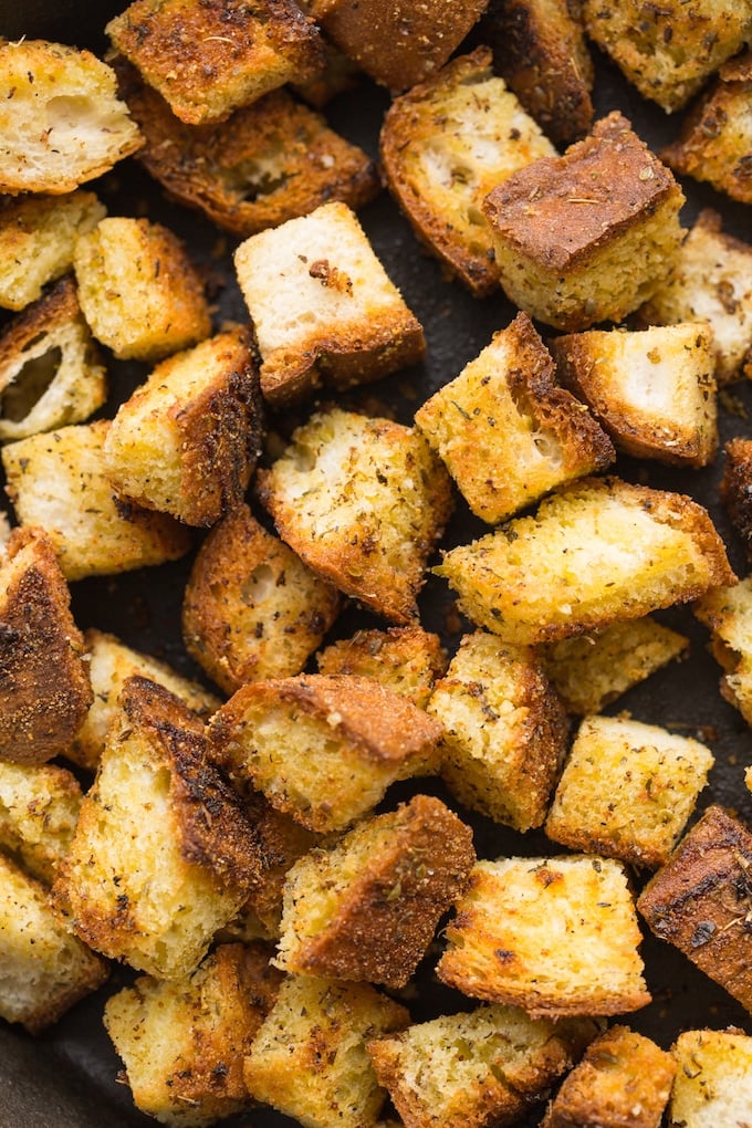 Gluten Free Croutons seasoned with oil oil and herbs 