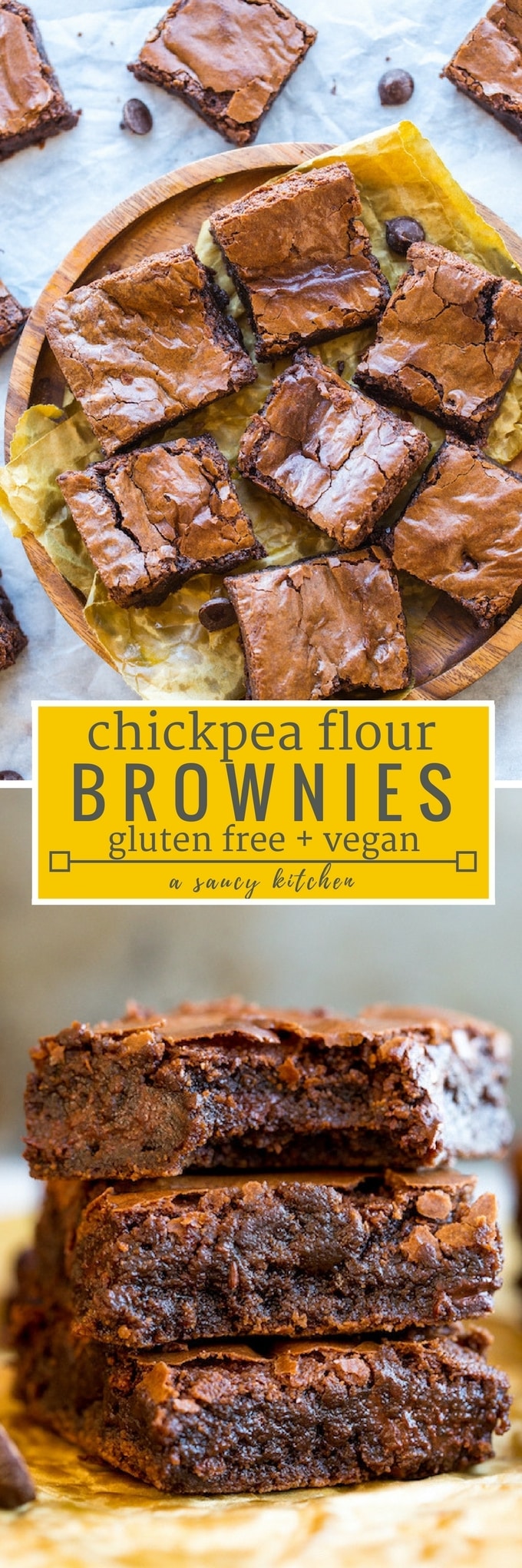 Ooey, gooey fudgy Chickpea Brownies complete with a decadent chocolate centre and the perfect crackly top | #GlutenFree + #Vegan #Brownies #Aquafaba