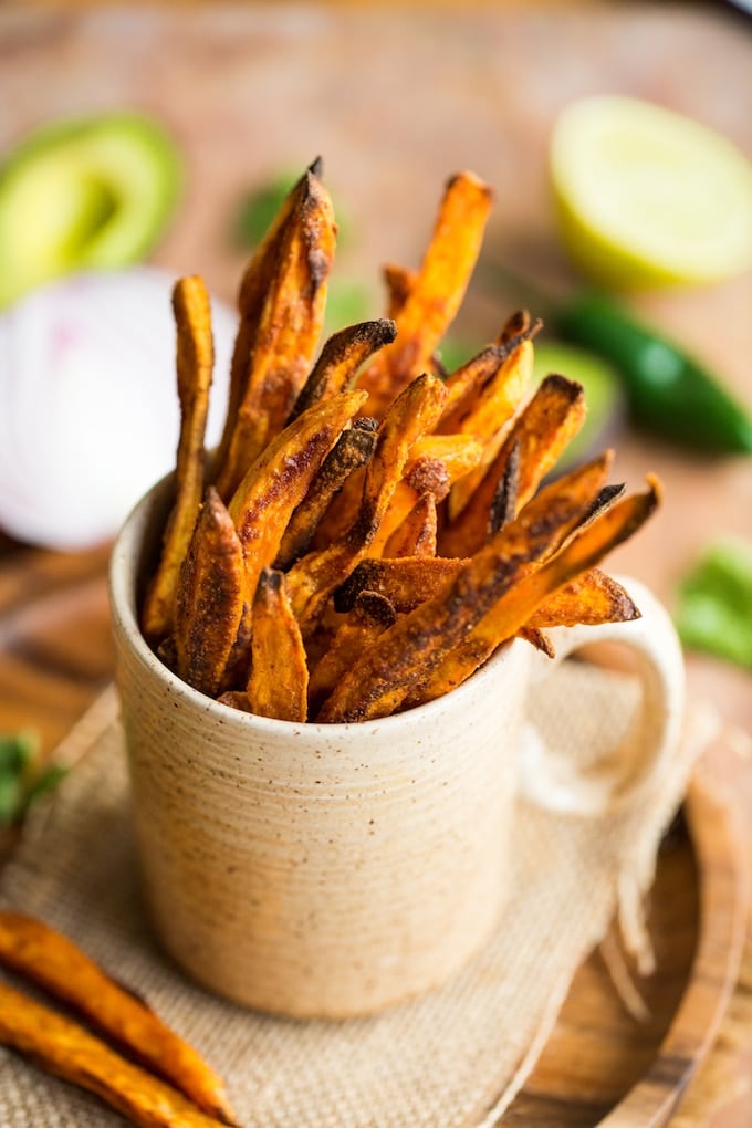 Crispy Baked Sweet Potato Fries in a cup