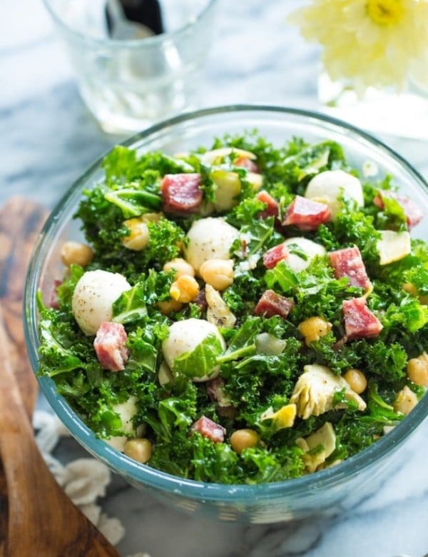 Chickpea Kale Antipasto Sala in a bowl