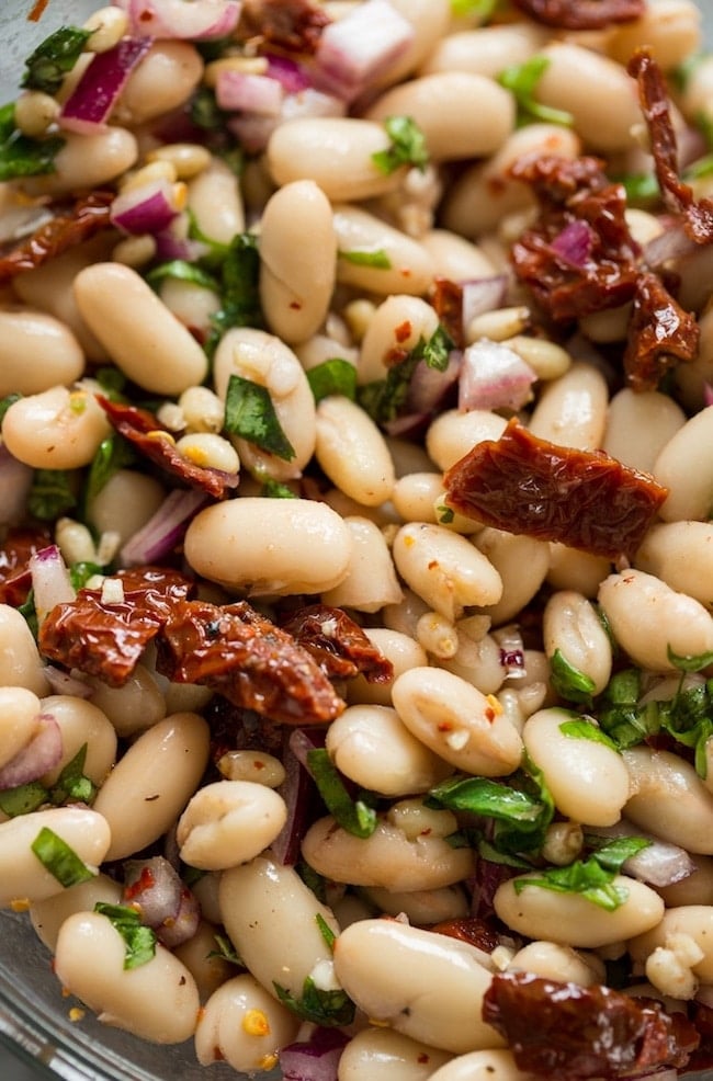 Sun Dried Tomato Cannellini Bean Salad up close