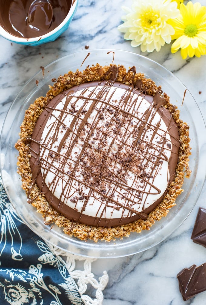 Vegan Chocolate Mousse Pretzel Crust Pie