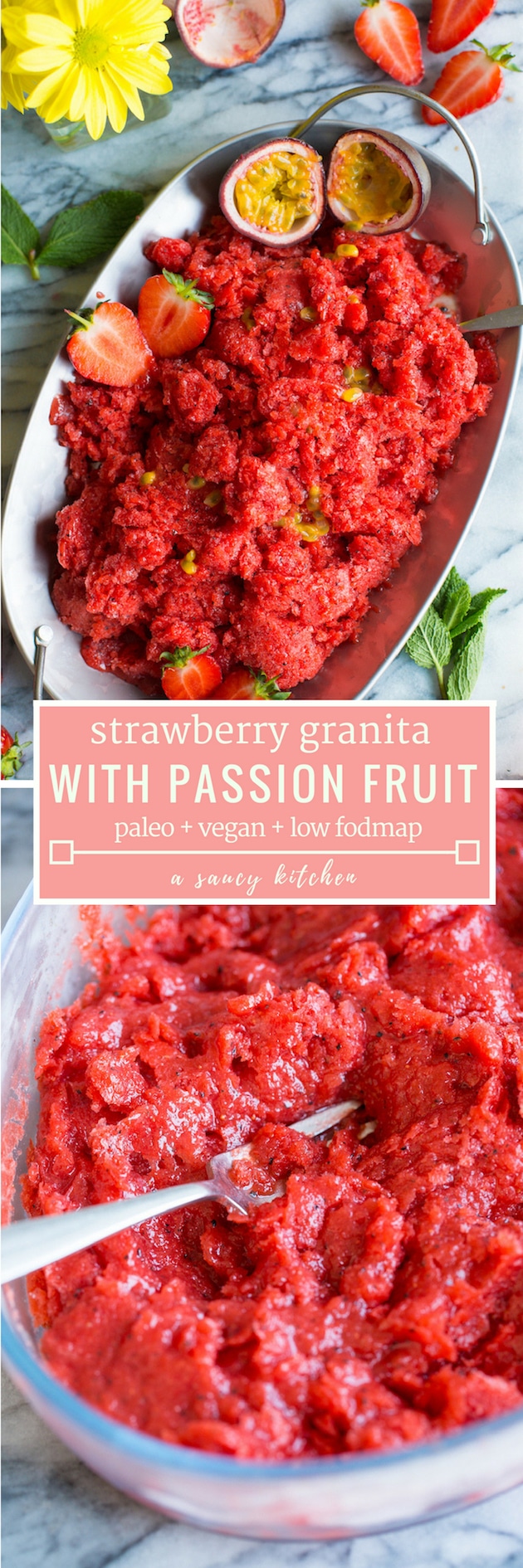 strawberry granita with passion fruit