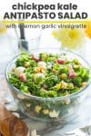 chickpea kale antipasto salad pin graphic